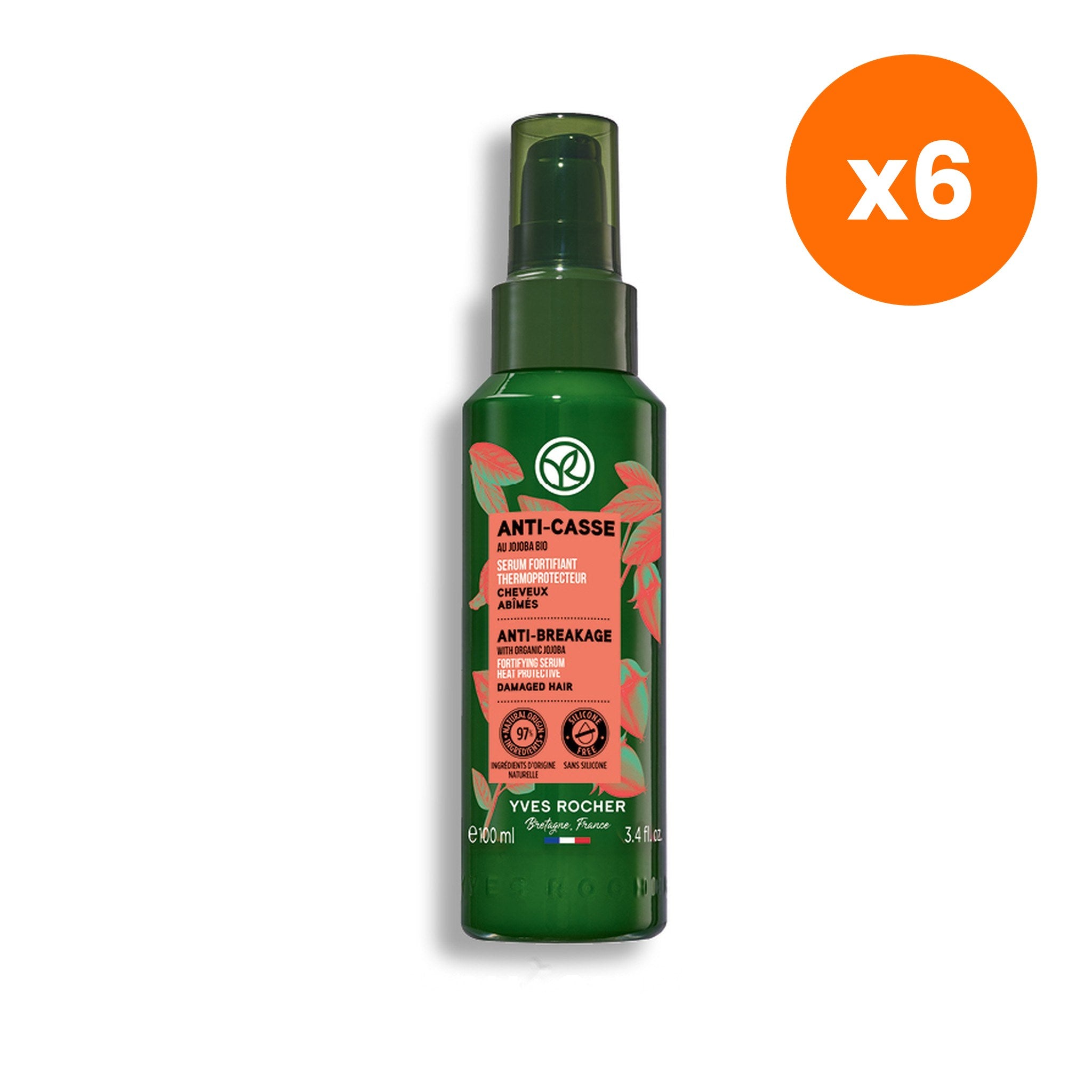 Yves Rocher Reparation Anti Breakage Hair Serum for Hair Strength 100 ml – 6 pack bundle