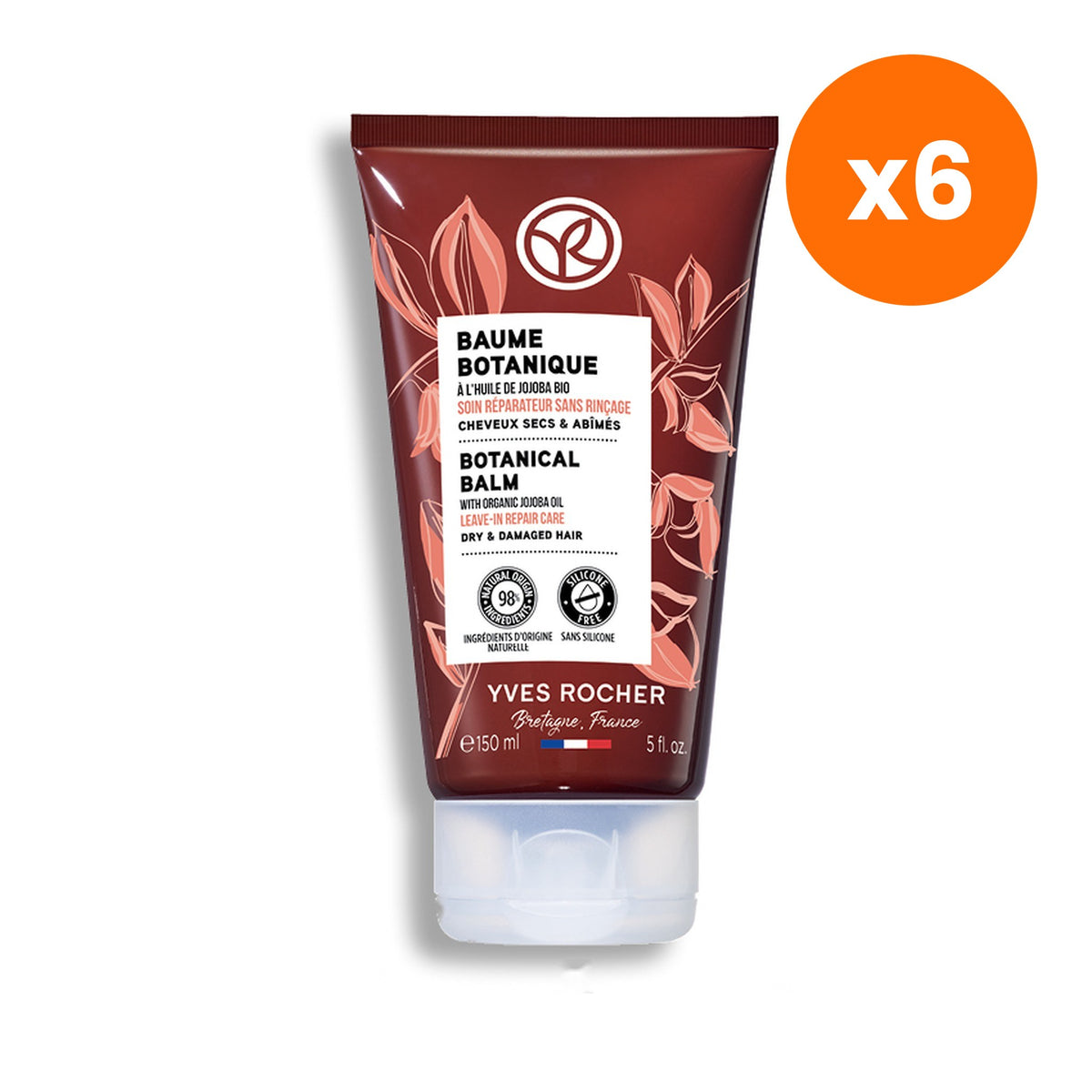 Yves Rocher Reparation Botanical Balm Multi Purpose Repair Care for Hair Care 150 ml – 6 pack bundle