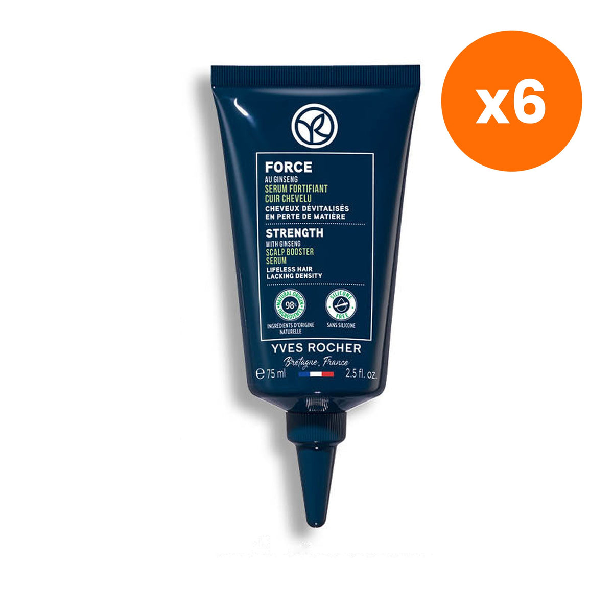 Yves Rocher Strength Ginseng Scalp Booster Serum for Scalp Vitality 75 ml – 6 pack bundle